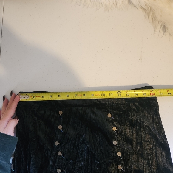 Vintage 90s Black Velvet Sequins Beaded Broomstick Skirt 1990s Whimsigoth Large - Picture 12 of 13